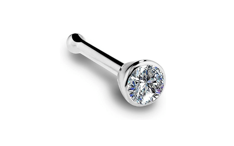 14K Gold Diamond Barbell